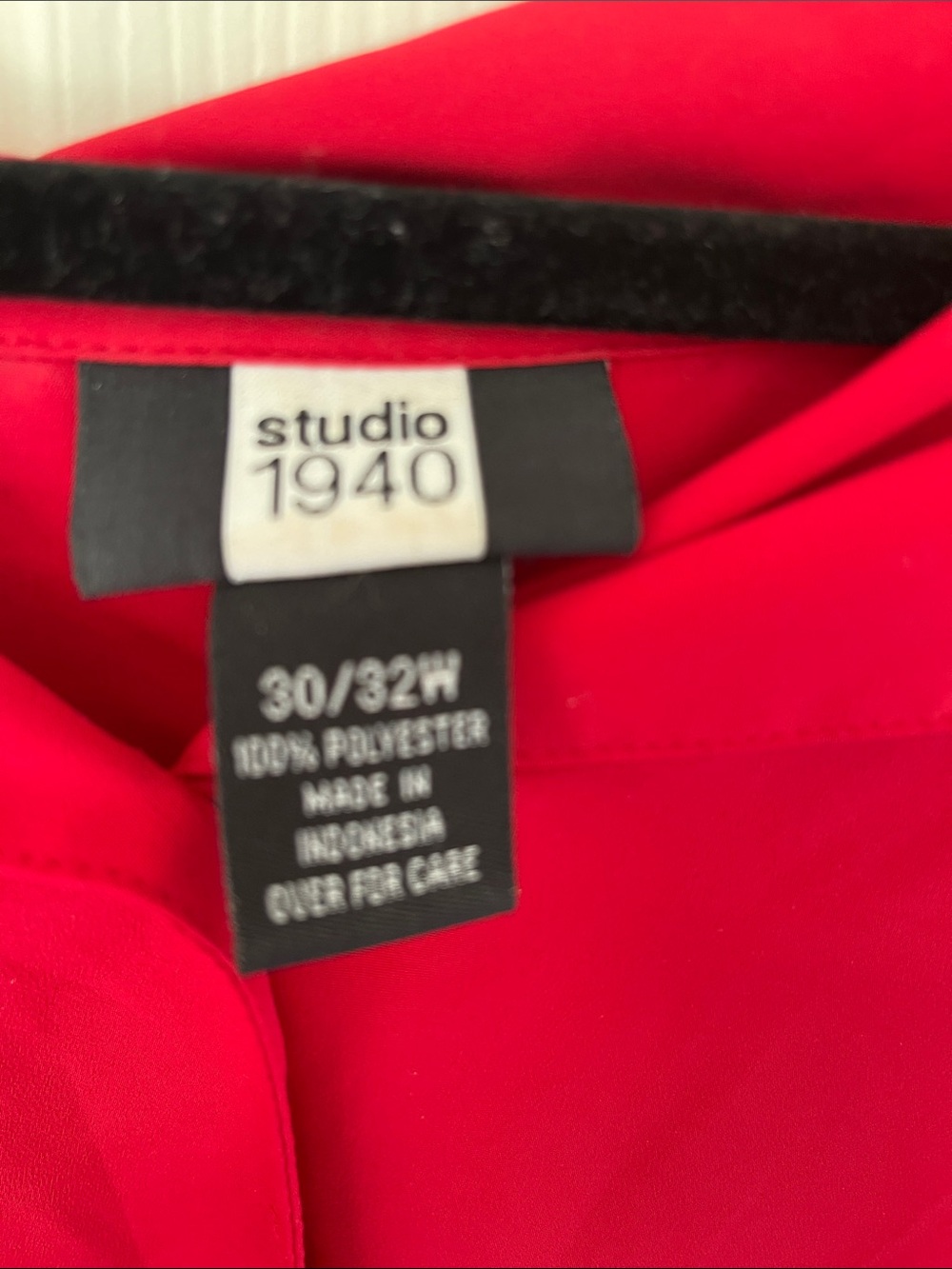 Bright Red Draped Button-Front Blouse - Picture 3 of 3